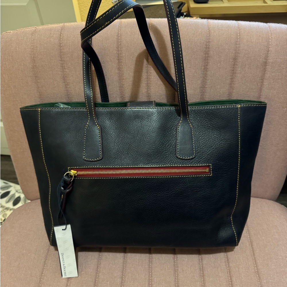 Dooney & Bourke Dark Navy Leather Tote Bag - Picture 2 of 8